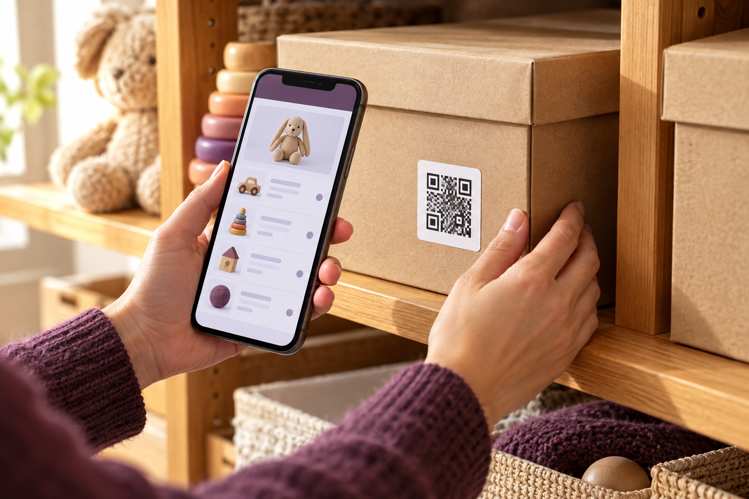 Scanning a tagged storage box with a smartphone